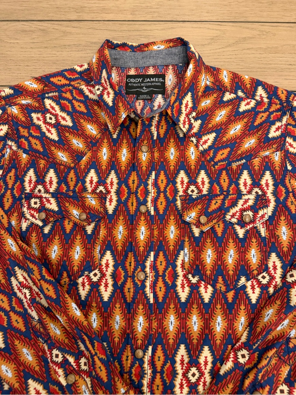 Cody James Men's Southwestern Print Shirt Jacket - Orange Multi